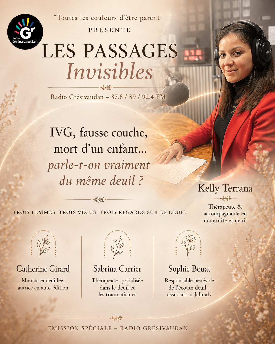 Toutes les couleurs d’être parents – Émission du jeudi 30 avril – Les passages invisibles – IVG, fausse couche, mort d’un enfant… Est ce qu’on parle vraiment du même deuil ?